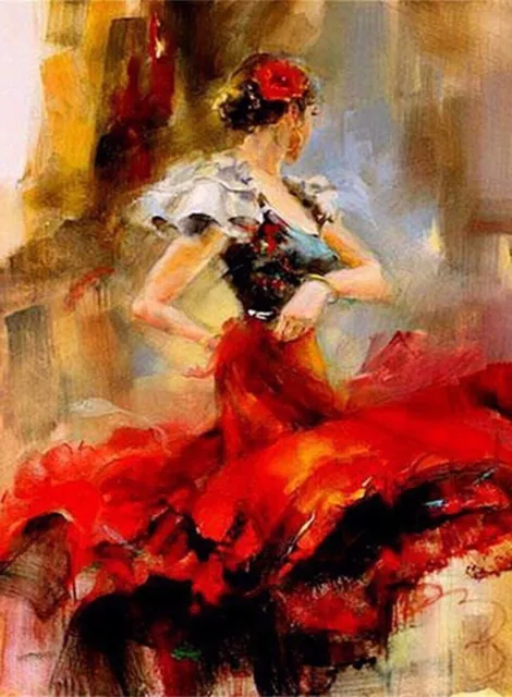 CHOP1675 100% hand painted red dancing girl oil painting art on canvas