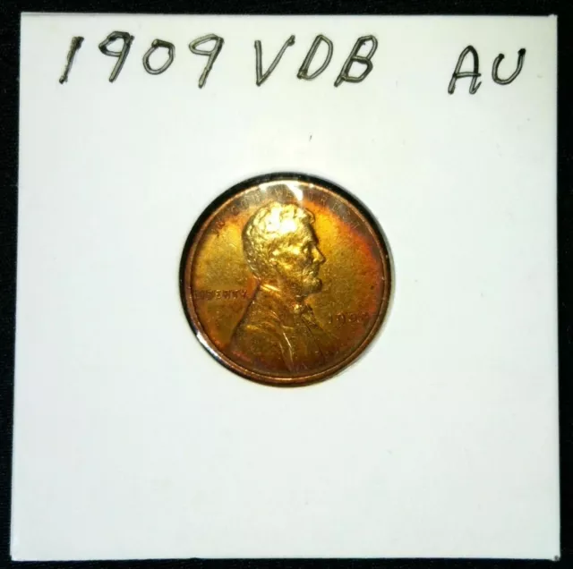 1909 VDB 1C Lincoln Type 1, Wheat Reverse Penny One Cent RED/BROWN Estimated AU