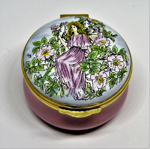 Crummles Enamel Box - Vintage Wild Rose Flower Fairy - Cicely Mary Barker