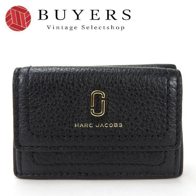 Second Hand Marc Jacobs Tri-Fold Wallet Compact M0015413 Leather Black Gol Tgb26