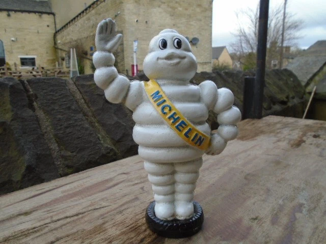 Cast iron 9" Michelin Man money box, advertising, tyres, garage, mancave,