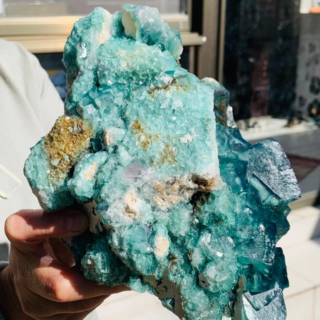 8.62LB NATURAL Green FLUORITE Quartz Crystal Cluster Mineral Specimen