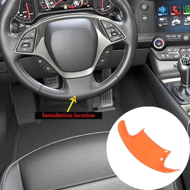 Orange Steering Wheel Lower Cover Frame Trim Fit For Corvette C7 2014-2019 ABS