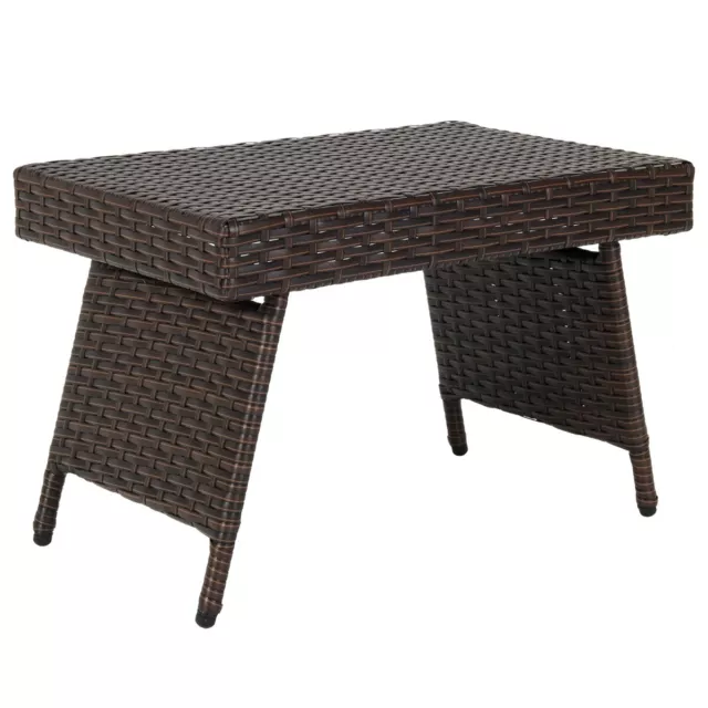 Table Basse Pliante en Rotin 60 x 40 x 40 CM Table d'Appoint avec Coussinets de