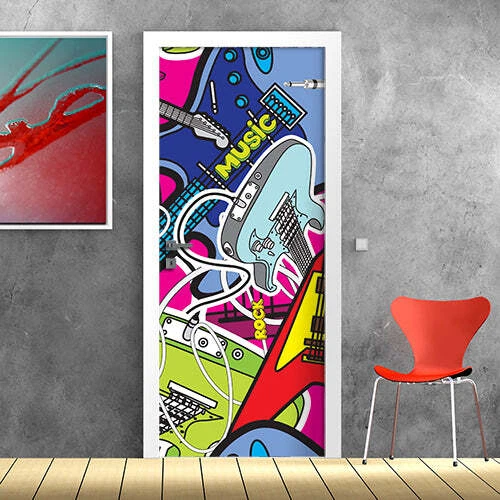 Decorazione adesiva Porta Music graffiti sticker lavabile pvc varie misure