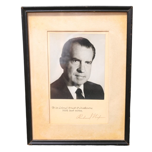 37Th United States President Richard Nixon Signed Photograph Autograph Framed