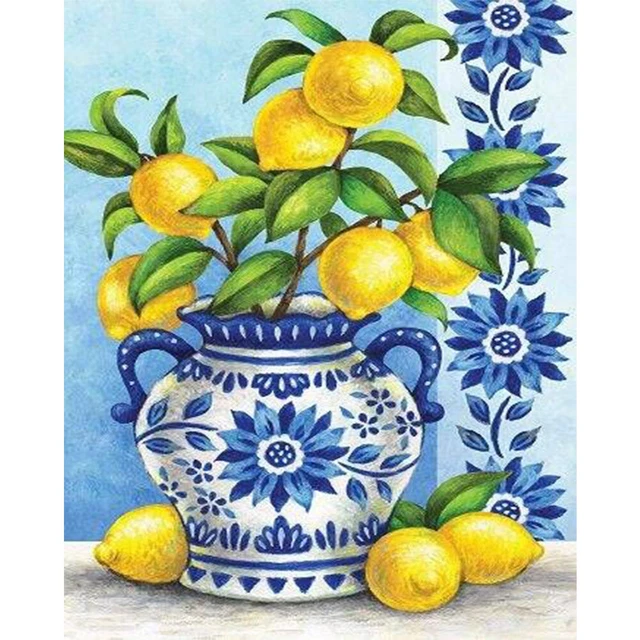 Kits artesanales de pintura al óleo por números limón sin marco para decoración de habitaciones HY#U