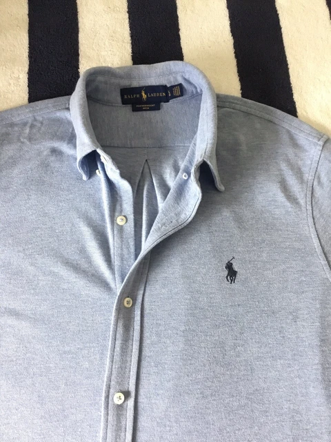 Camicia da uomo Ralph Lauren blu chiaro ""Maglia pesi piuma"" grande