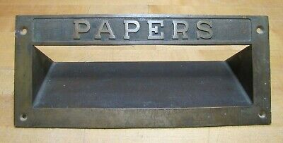 PAPERS Old Brass Mail Newspaper Slot Architectural Building Hardware Element