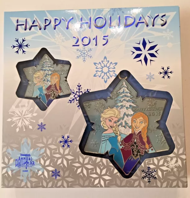 Disneyland Frozen Anna & Elsa Christmas Holiday Ornament & Pin LE 500 AP Excl.