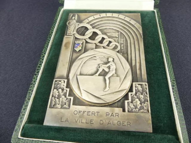 Médaille plaque en bronze argenté, offert par la ville d'Alger