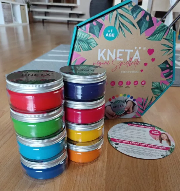 KNETÄ  - Großes Set Vegane Spielknete, 8 Packungen á 125g, NEU Rot Blau Gelb Etc