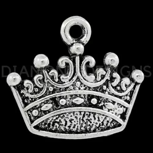 20 Pcs - Tibetan Silver Crown Charms Jewellery Princess King Queen Royals UK F2