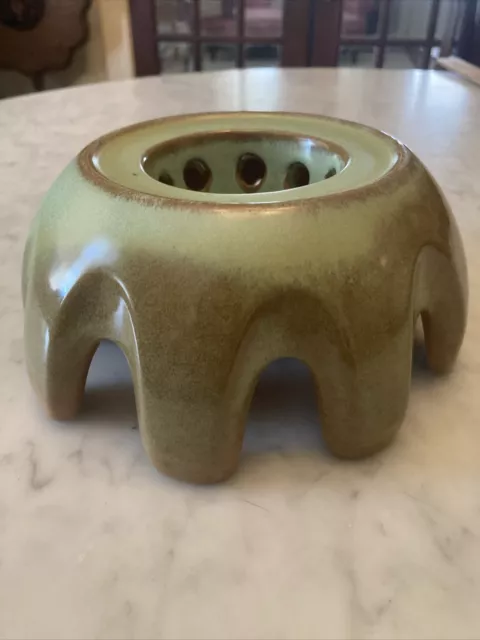 Vintage Frankoma Pottery Warmer Stand For Carafe Prairie Green