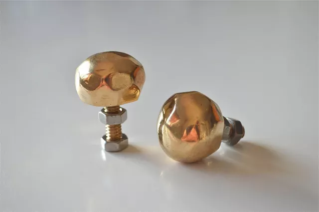 A pair of superb quality faceted brass furniture knobs handles chest knob 2008