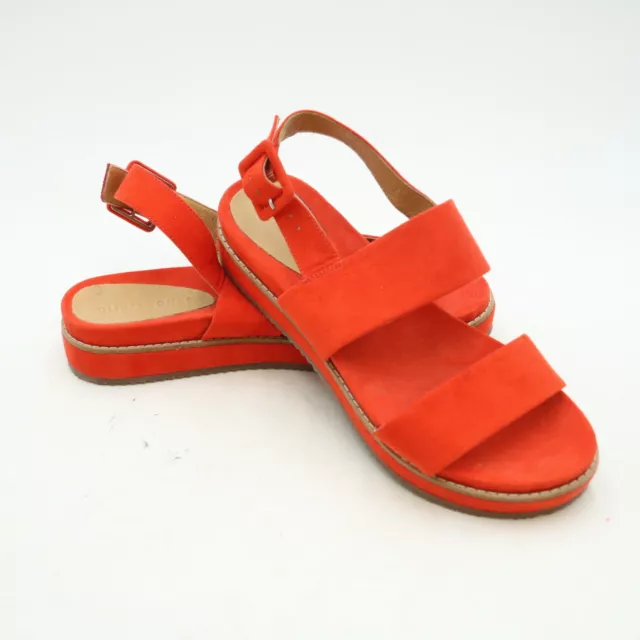 OLIVER BONAS DOUBLE Strap Red Suedette Flatform Sandals Sz 7 NEW
