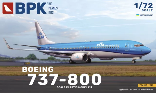 New! BPK 7219 KLM Royal Dutch Airlines Boeing 737-800 - 1:72 scale model kit