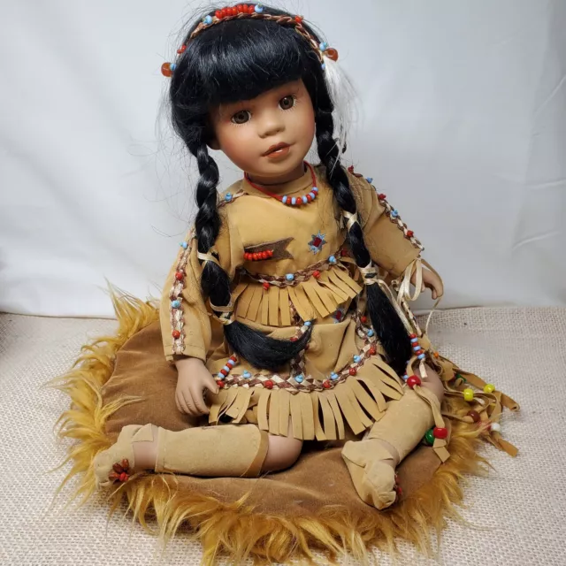 Native American Princess Winema Porcelain Doll With Mat Heritage Signature