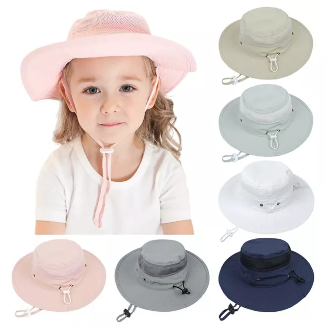 Polyester Kids Bucket Hat UV Protection Panama Hat Outdoor Sun Cap  Toddler