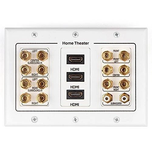 TNP Home Theater Wall Plate - 3-Gang 7.2 Surround Sound Distribution w/Premium