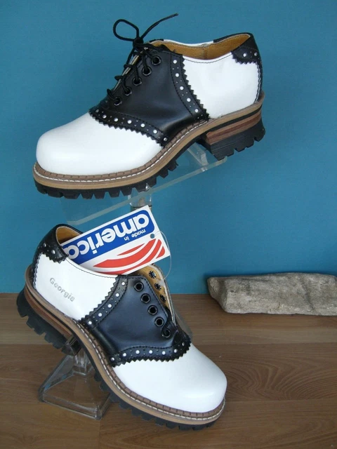 Georgia 90s vintage  Black and White Saddle Shoes US wms 6M NOS