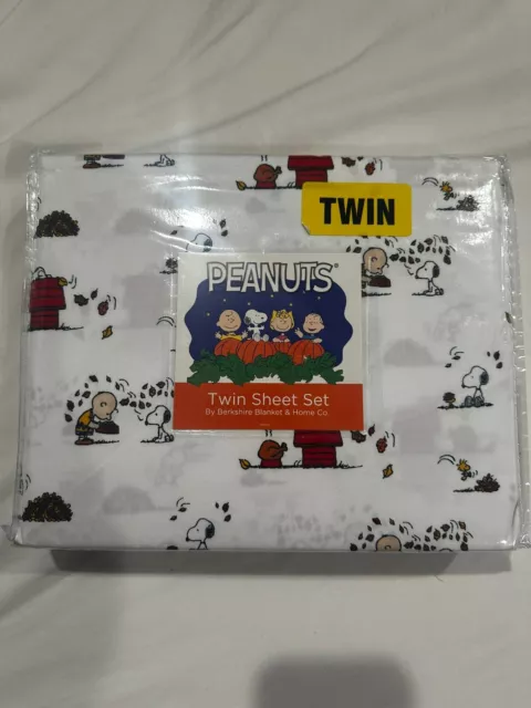 Berkshire Peanuts Snoopy And Woodstock Autumn Fall Twin Size Sheet Set NEW