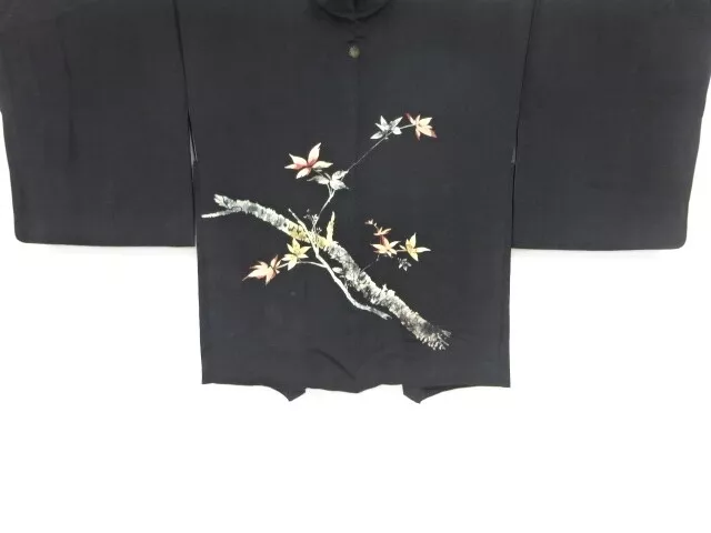 39011# Japanese Kimono / Antique Haori / Embroidery / Branch Leaves