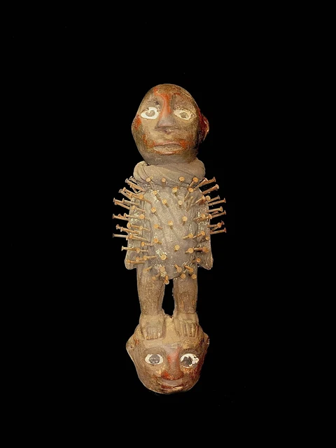 African sculpture carved wooden mask Power Figure Nkisi Nkondi-6643