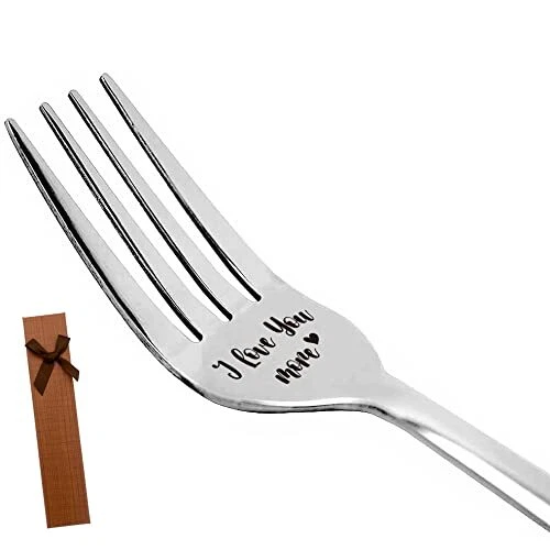 LRUIOMVE I Love You More Love Gifts Engraved Stainless Steel Fork Funny Dinne...