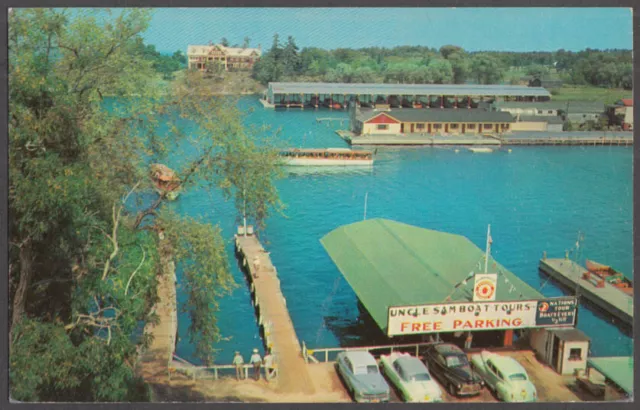 Uncle Sam Boat Tours Dock Alexandria Bay NY postcard 1950s