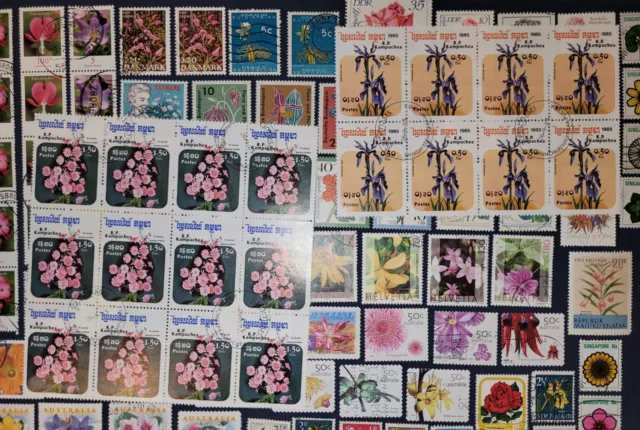 Lot593 Briefmarken Alle Welt 🌐 Motivsammlung Blumen Gestempelt Shipping 🌐 2