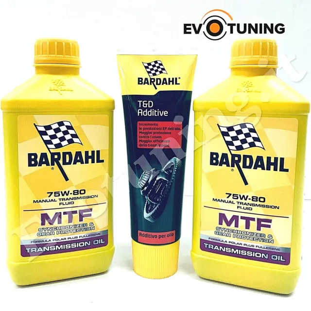 2 x 1 Lt Bardahl Mtf 75W80 Huile Transmission + Additif Td T&d Anti-frottement 2