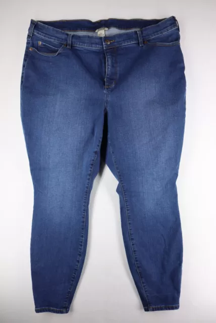 Duluth Trading Co Womens Jeans 22W High Rise Skinny Stretch Dark Wash Blue Denim