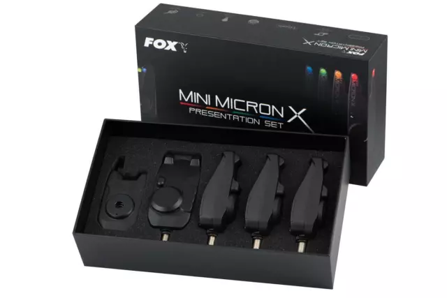 Fox Mini Mikron X 4 Stange Set / Karpfenangeln Bissanzeiger & Empfänger