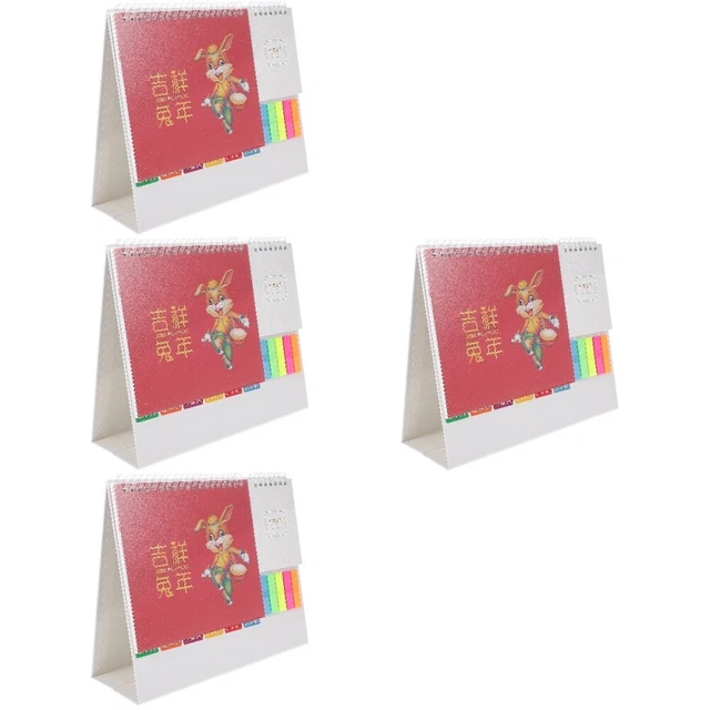 4 Pieces Calendario Da Tavolo 2023 Cinese Tavolo Appunti Reticolo Ufficio