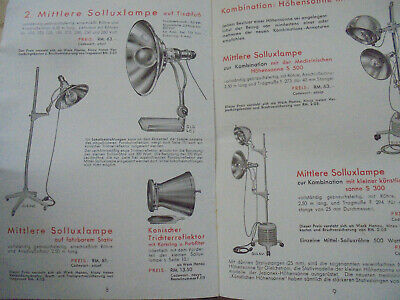 25078 Original Hanau Sollux Lampe Höhensonne Prospekt Anwendung 1936 2