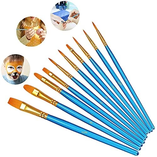 Pinceaux Peinture Acrylique Pinceaux de Peinture 10Pièces  Nylon Pinceau de P...