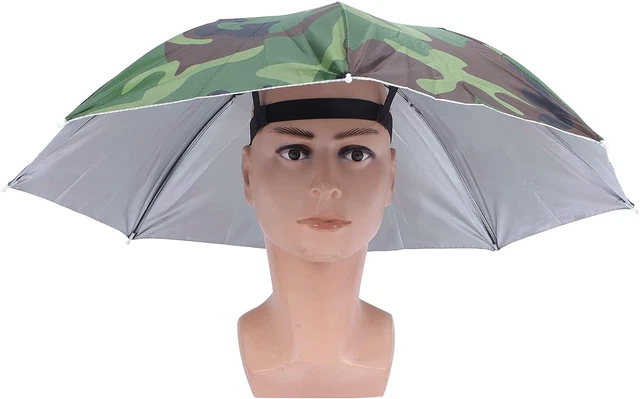 Head Umbrella, 69Cm Foldable Umbrella Hat with Elastic Headband Hands Fitting fo