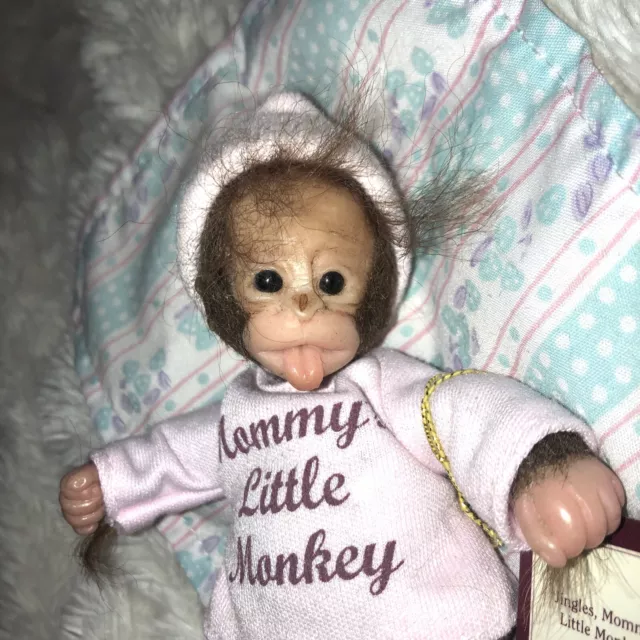 Ashton Drake “Jingles, Mommy’s Little Monkey” 6” Mini Baby Girl Doll Monkey