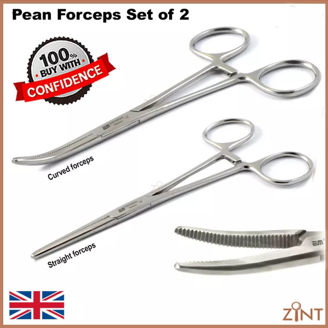 Surgical Clamp Pean Forceps Straight & Curved Hemostat Locking Artery Plier Tool