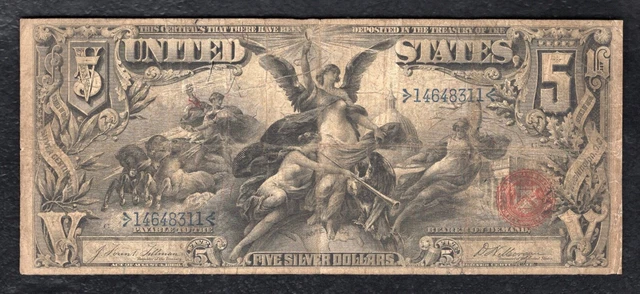 Fr. 268 1896 $5 Five Dollars “Educational” Silver Certificate Currency Note