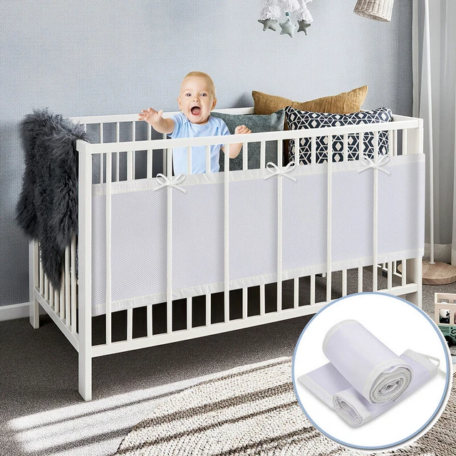 2x Nido Malla Nido Borde de cama 3D Malla Protector para la cabeza 160x30 340x30cm