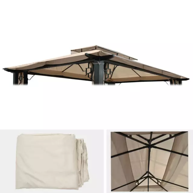 Ersatzbezug für Dach Pergola Pavillon Mira, Bezug Sonnenschutz, 4,5x3,5m creme