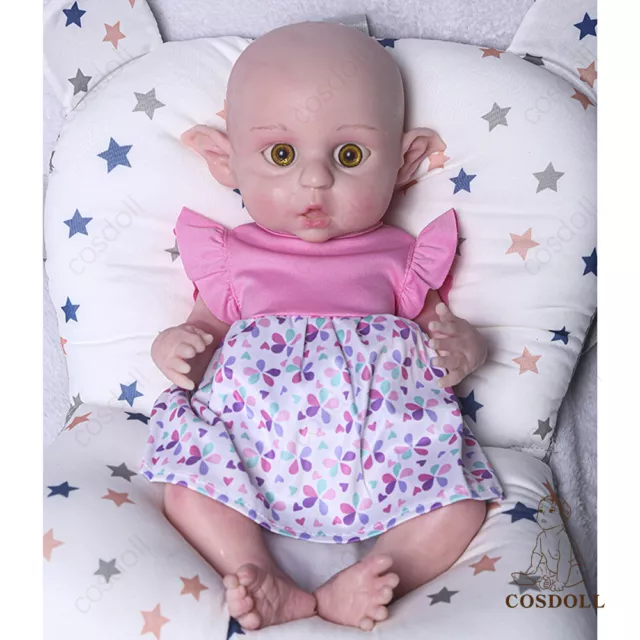 COSDOLL 16" Reborn Elf Baby Doll Full Body Solid Silicone Doll Open Eyes Newborn