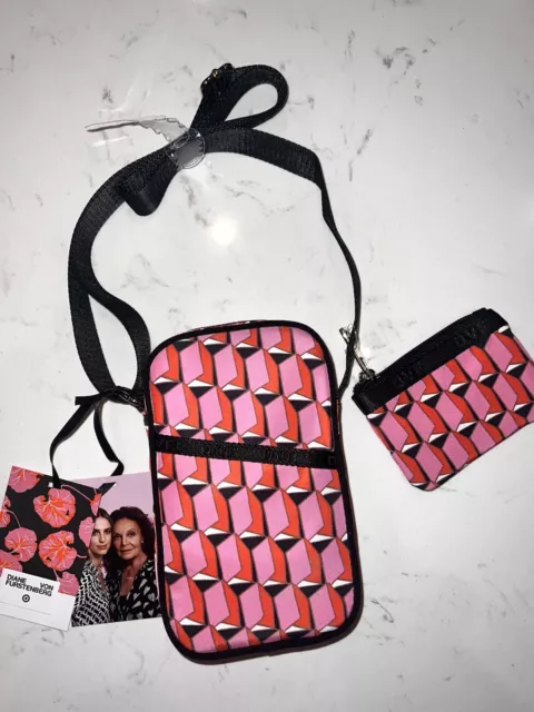 DVG Diane Von Furstenberg x Target Pink Modern Geo Cell Phone Holder Bag