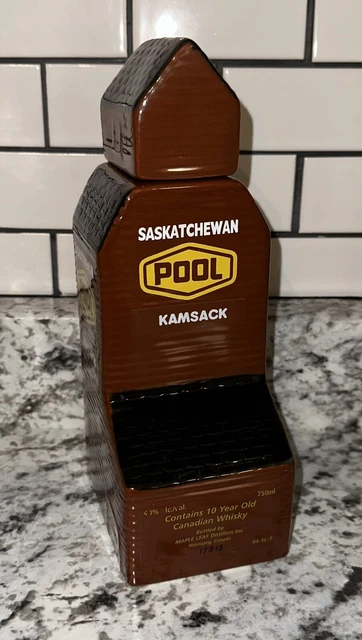 Vintage 9" Ceramic Saskatchewan Pool Grain Elevator 10 yr Whisky Decanter Bottle