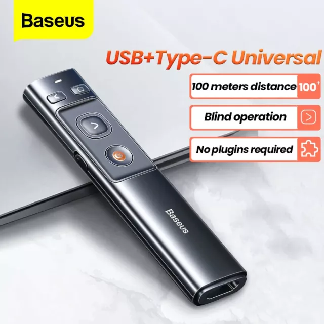 Baseus 2.4GHz Laser Pointer Pen USB Wireless Presenter PPT Power Point Presenter