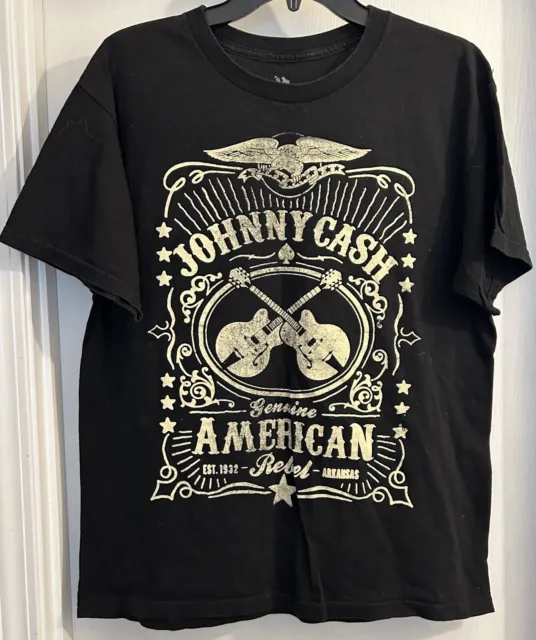 Johnny Cash Genuine American Short Sleeve Tee Shirt Black and Gold Size Large