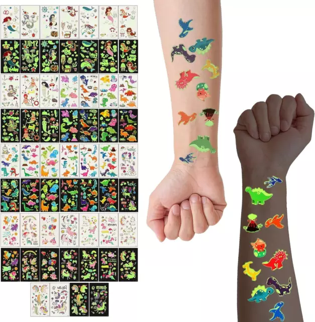 VFANDV TATUAGGI PER Bambini, 30 Fogli Luminous Temporanei Tatuaggi