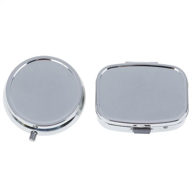 Soporte para tabletas plateado elegante caja de píldoras de metal para facilitar el manejo de medicamentos